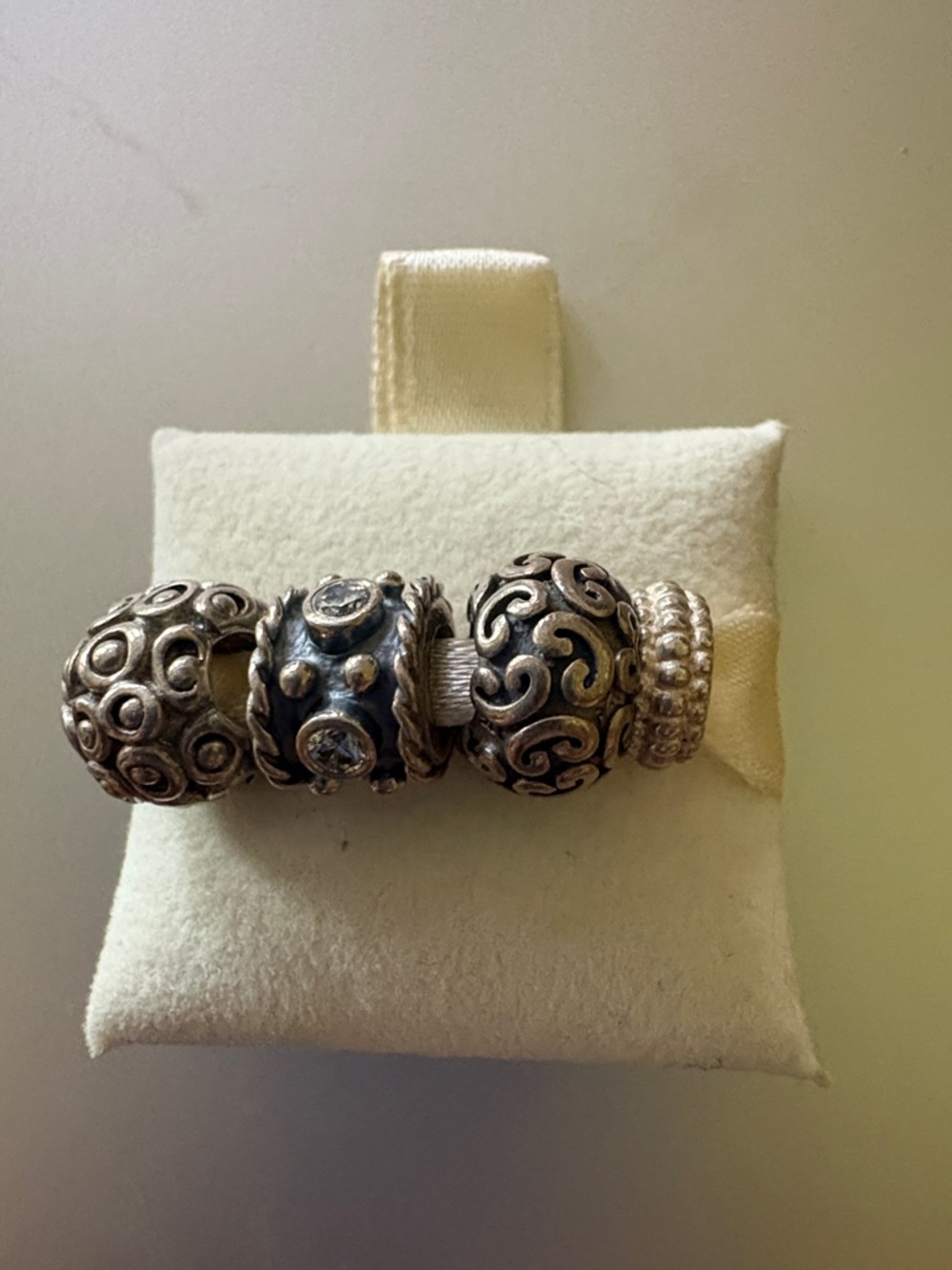 Pandora Assortment of 4 Sterling Filigree and Crystal Bead Bracelet Accent